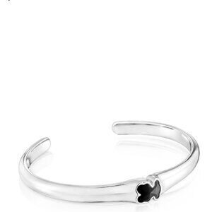 Tous Silver Bangle with 10mm Bear Motif in Onyx Icon Color Bracelet
